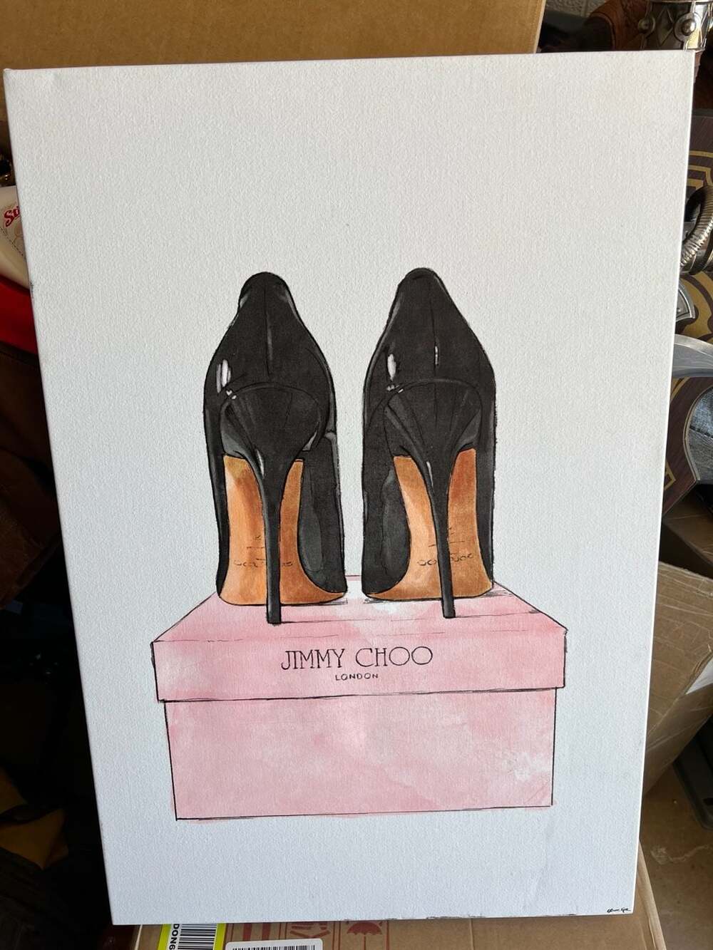 original Oliver Gal painting jimmy choo shoes *see...